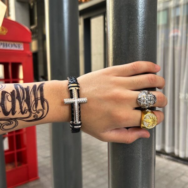 Pulseira de couro trançado à mão para homens e mulheres, cruz simples e delicada, amuletos cristãos - Image 41