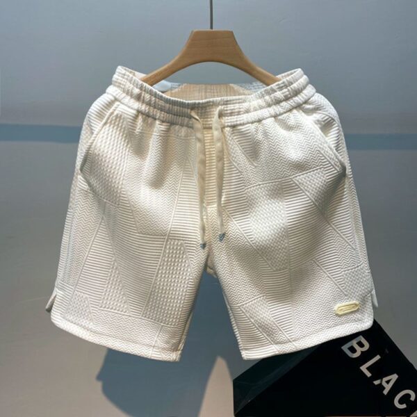 Shorts esportivos com cordão solto masculino, calça de jogging casual, padrão ondulado, monocromático, esportivo, verão - Image 7