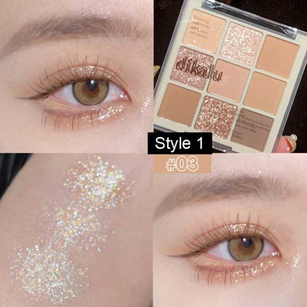 Sombra 9 Colors Glitter Eyeshadow Palette Pearlescent Matte Earth Color Acrílico Paleta de Sombras Impermeável, Coreano - Image 10