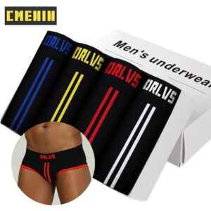Kit Cueca algodão 4 pçs homens, gay, respirável, sólida confortável or168