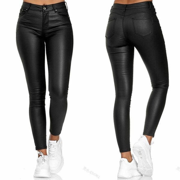 Calça feminina PU couro de cintura alta lápis, Sexy Stretch Bodycon, Casual, compridas, plus size S-3XL - Image 9