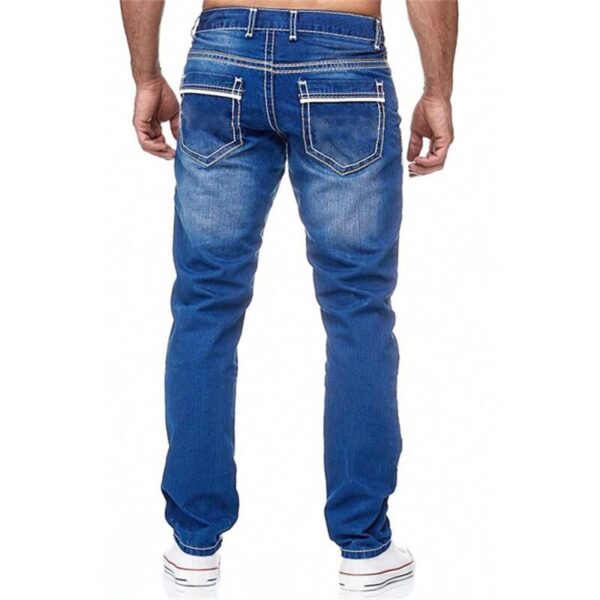 Calça Jeans masculina monocromático com bolsos, calça reta, casual, streetwear diário, primavera e verão - Image 3