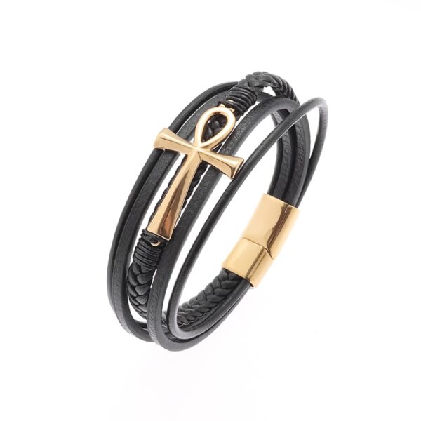 Pulseira de couro trançado à mão para homens e mulheres, cruz simples e delicada, amuletos cristãos - Image 22
