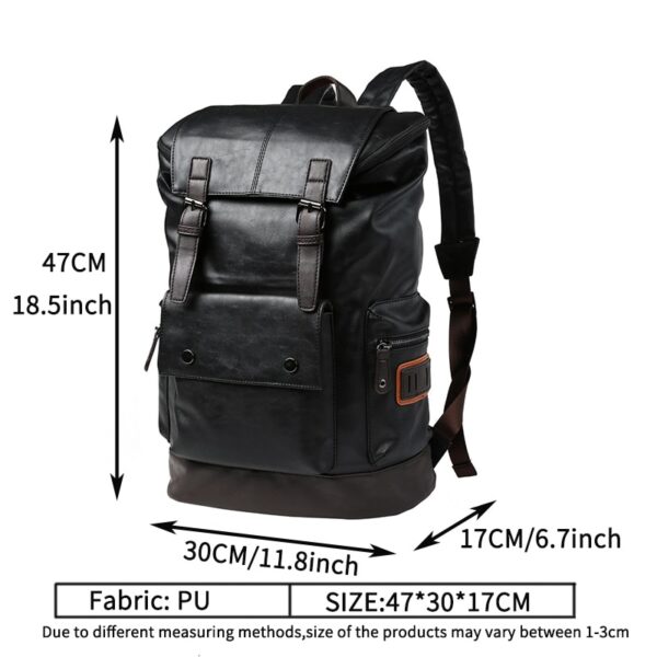 Mochila de viagem antiroubo de couro PU grande para homens, de ombro, laptop, preta - Image 6