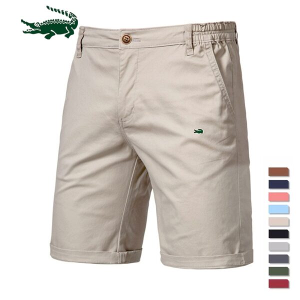 Bermuda 100% Algodão Sólidos 2023 Novo Verão, de Alta Qualidade Casual Business Social Cintura Elástica, 10 Cores - Image 14