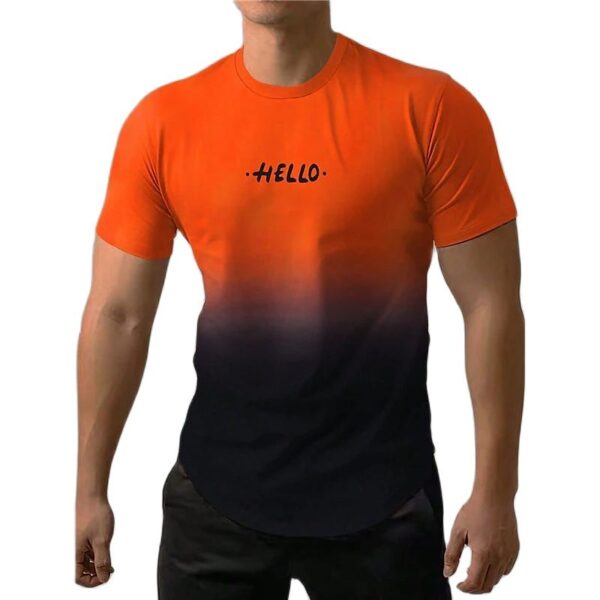 Camiseta estampada com letra masculina, gradiente de contraste, de manga curta Harajuku, pescoço, camisetas extragrandes - Image 20