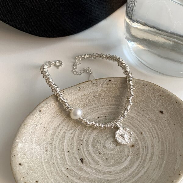 Pulseira feminina-VENTFILLE 925 Sterling Silver Pearls Bambu Knots, Coreano - Image 15
