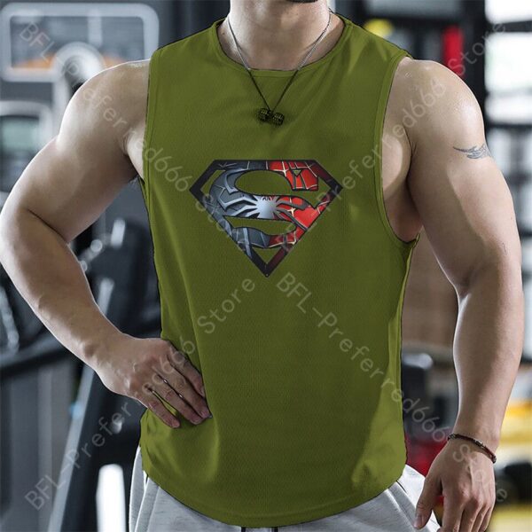 Camiseta regata de ginástica masculina, respirável, camiseta sem mangas, secagem rápida, colete running, treino, roupas de verão - Image 19