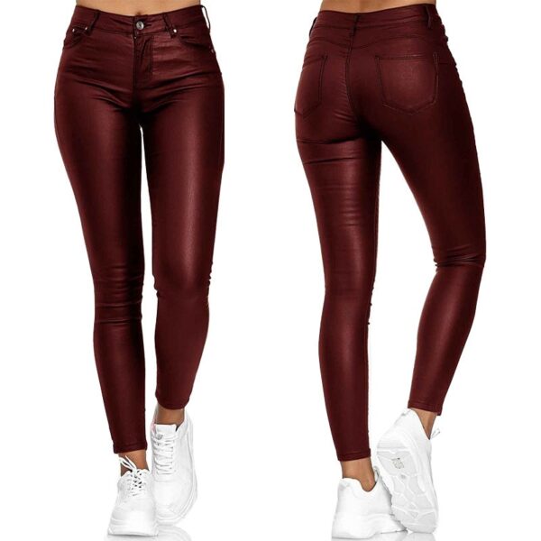 Calça feminina PU couro de cintura alta lápis, Sexy Stretch Bodycon, Casual, compridas, plus size S-3XL - Image 2