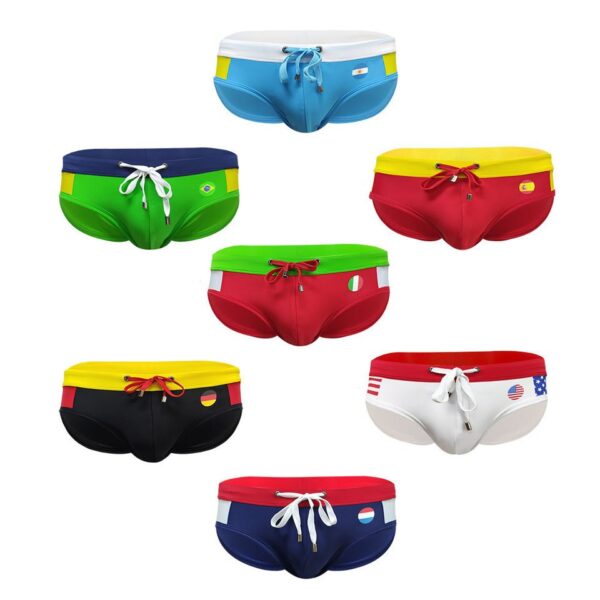 Sunga masculina banho Nova Bandeira Swimwear, Sexy Push Up Pad Swimsuit,  Praia Surf Banho, Curto, UXH - Image 18