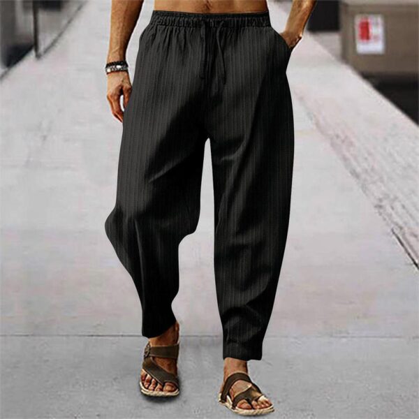 Calça casual solta de linho de algodão masculina, calça monocromática, streetwear, listra de 15 cores, primavera, outono, S-3XL - Image 18