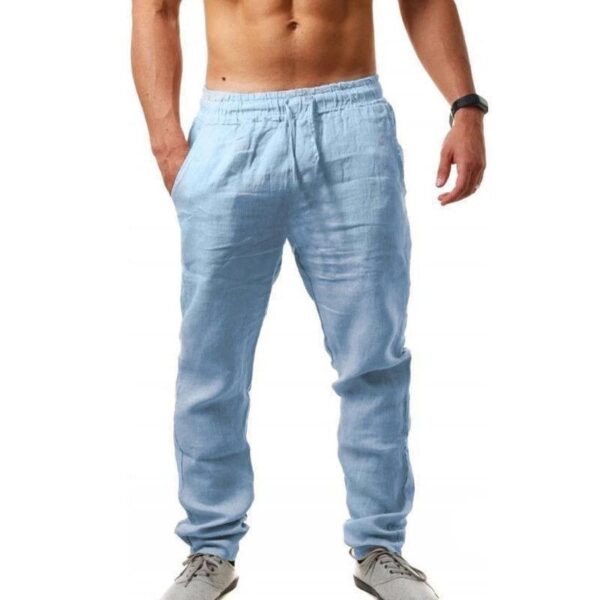 Calça Casual Algodão de linho masculino respiráveis, streetwear, jogging outono / verão - Image 8