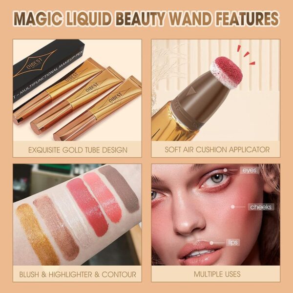 Blush QIBEST Líquido De Pêssego Rosa, Fosco De Veludo, Pigmento De Rosto Vara, Creme Natural Durável, Bochecha, Maquiagem - Image 5