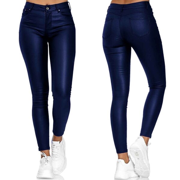 Calça feminina PU couro de cintura alta lápis, Sexy Stretch Bodycon, Casual, compridas, plus size S-3XL - Image 8