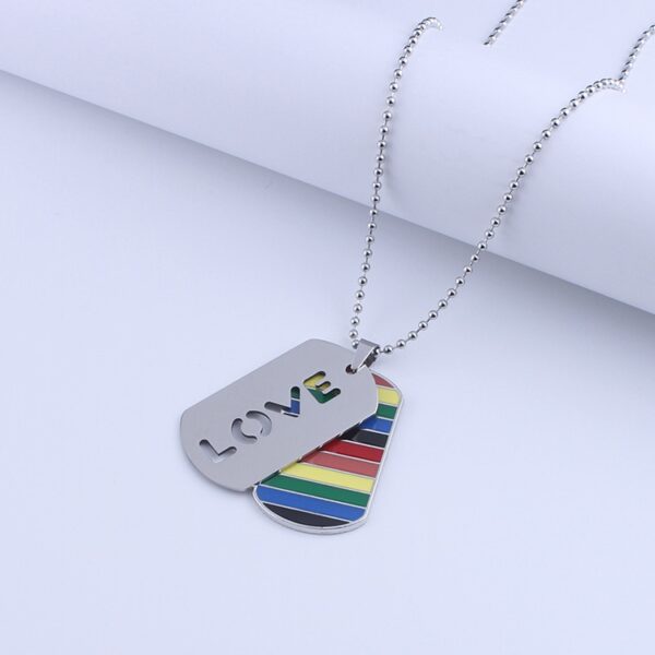 Colar com pingente LGBTQ de dupla camada para homens e mulheres, arco-íris, amor, orgulho gay - Image 4