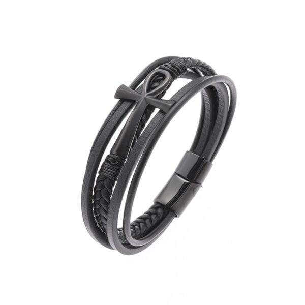 Pulseira de couro trançado à mão para homens e mulheres, cruz simples e delicada, amuletos cristãos - Image 25