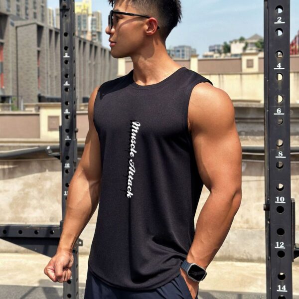 Camiseta sem mangas masculina de treino, regata de ginástica, roupa fitness, musculação, esportivo,  de malha, 2023 - Image 8