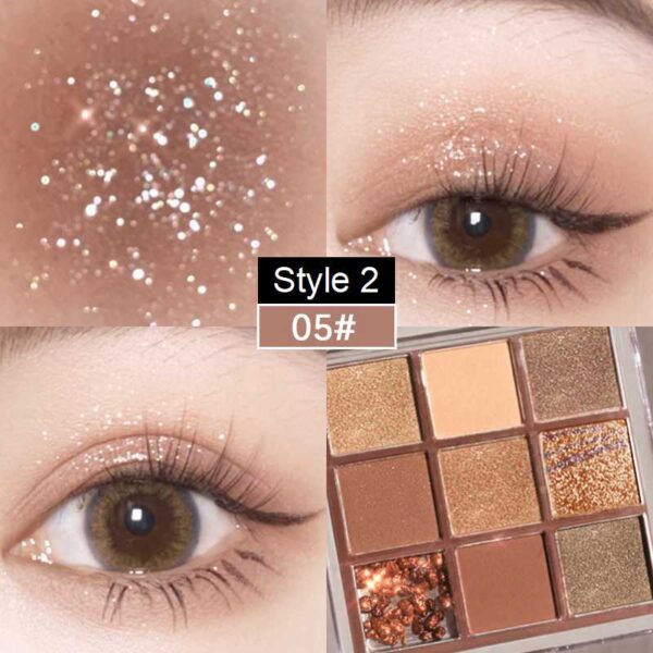 Sombra 9 Colors Glitter Eyeshadow Palette Pearlescent Matte Earth Color Acrílico Paleta de Sombras Impermeável, Coreano - Image 12