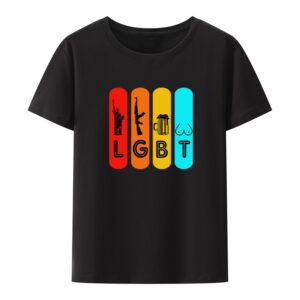 Camiseta algodão Militar Grunt LGBT Liberdade Arma Algodão Impresso, Top Mens Tees Koszulki