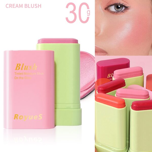 Blush Stick Natural Multi-Function, Cheek Face Rouge, duradouro alta cor Rendering creme, tom de pele de clareamento, à prova d'água - Image 6