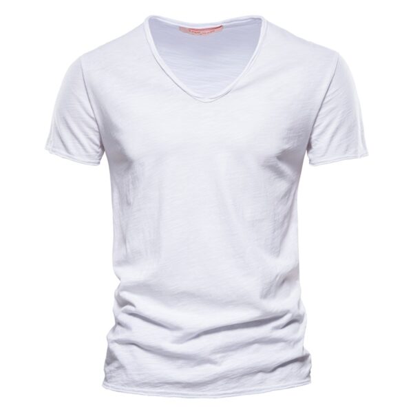 Camiseta monocromática com decote em O masculina, camiseta clássica, 100% algodão, alta qualidade, verão - Image 6