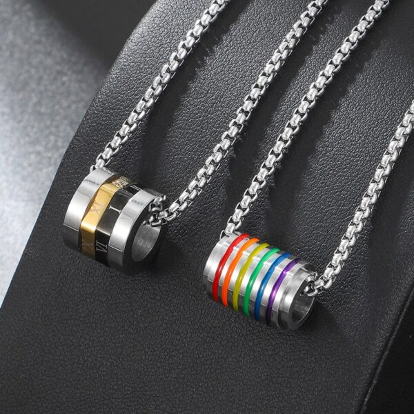 Colar com pingente 316l aço inoxidável arco-íris pingente tag lésbica, gay - Image 3