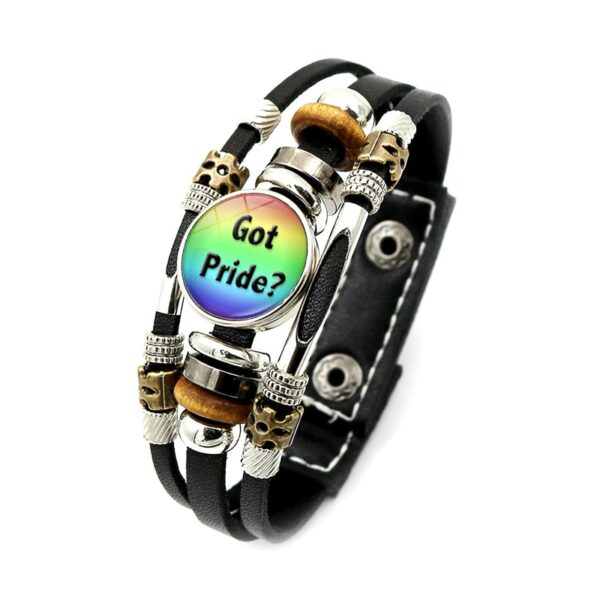 Pulseira LGBTQ orgulho arco-íris, bissexual pansexual snap botão, gay, amizade, lésbica, couro unissex - Image 2