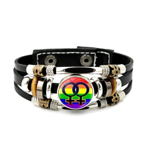 Pulseira LGBTQ orgulho arco-íris, bissexual pansexual snap botão, gay, amizade, lésbica, couro unissex - Image 14