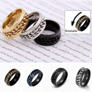 Anel Aço inoxidável Ansiedade, rotativo, Fidget para Homens e Mulheres, Anéis De Corrente Rotativa