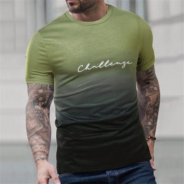 Camiseta estampada com letra masculina, gradiente de contraste, de manga curta Harajuku, pescoço, camisetas extragrandes - Image 11