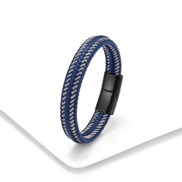 Pulseira de corda trançada, Aço inoxidável couro, jóias vermelhas masculinas - Image 20