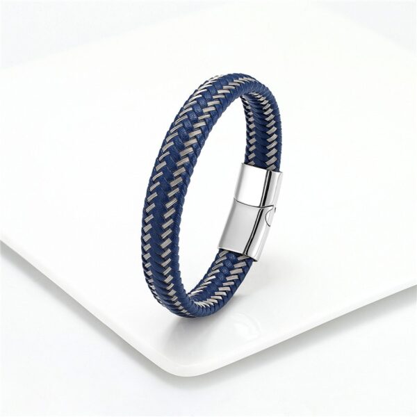 Pulseira de corda trançada, Aço inoxidável couro, jóias vermelhas masculinas - Image 2