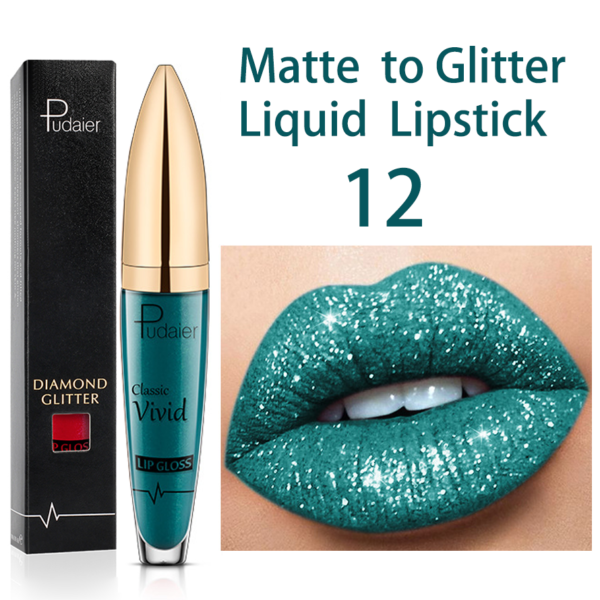 Batom Diamante brilho perolado brilho labial à prova waterproof água de longa duração fosco brilho - Image 15