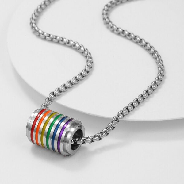 Colar com pingente 316l aço inoxidável arco-íris pingente tag lésbica, gay