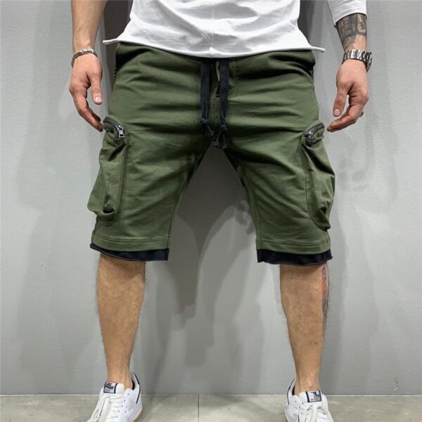 Bermuda Masculina curta solta para jogging, moda casual de streetwear fitness, esportivos com vários bolsos, hip cargo, verão