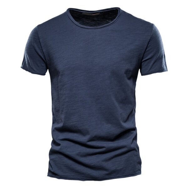 Camiseta monocromática com decote em O masculina, camiseta clássica, 100% algodão, alta qualidade, verão - Image 19