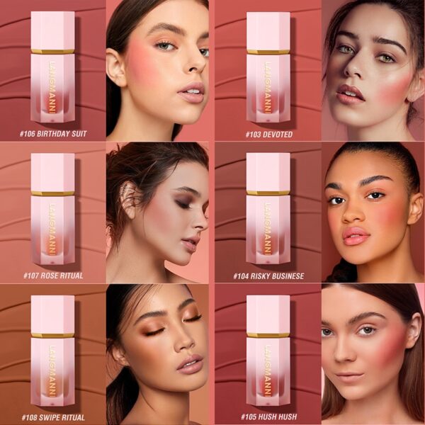 Blush Stick Impermeável Facial Natural Cheek Rouge 14 Cores Silky Smooth Bochecha Tint Líquido Rosto Blush, com Esponja - Image 11