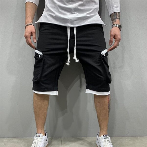Bermuda Masculina curta solta para jogging, moda casual de streetwear fitness, esportivos com vários bolsos, hip cargo, verão - Image 5