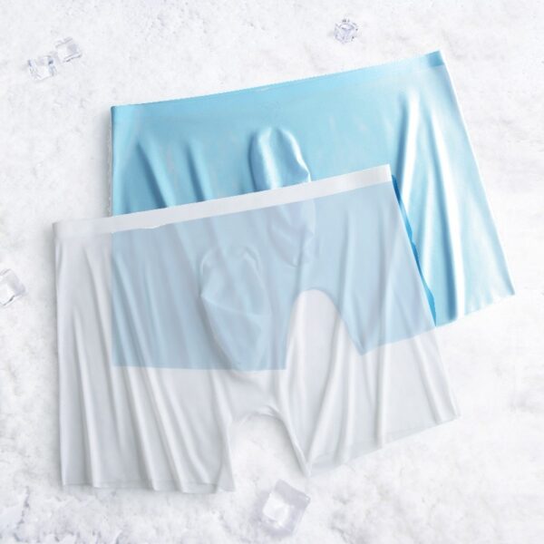 Cueca Shorts boxer de malha transparente ultra-fino masculino, seda gelo, nu, sem costura, plus size, sexy, novo, 1-2 peças - Image 12
