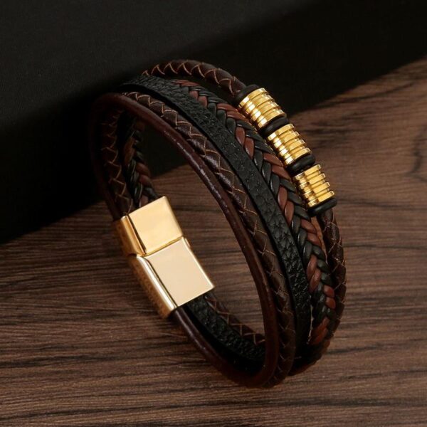 Pulseira de Couro Multicamada Trançada para Homens, Joia Frisada Olho de Tigre, Moda Clássica, Presente de Festa, Alta Qualidade, 19 cm, 21 cm, 23cm - Image 11