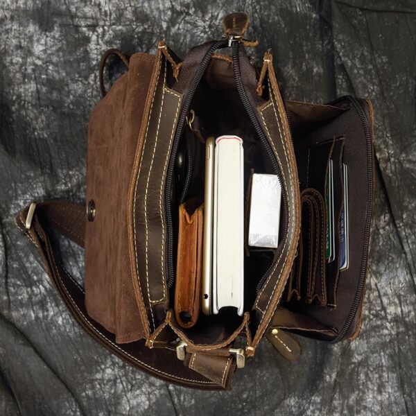 Bolsa em couro, Alta qualidade, de ombro masculino crossbody grosso - Image 9