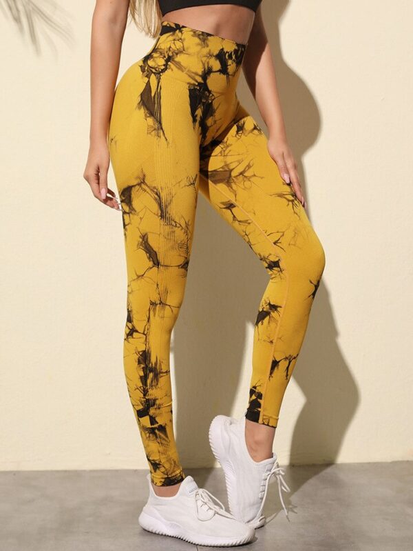 Calça feminina de Yoga Tie-Dye, Perneiras Esportivas, Cintura Alta, Sem Costura, Justas de Treino, Exercício, Corrida, Fitness - Image 4