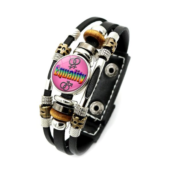 Pulseira LGBTQ orgulho arco-íris, bissexual pansexual snap botão, gay, amizade, lésbica, couro unissex - Image 16