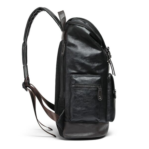 Mochila de viagem antiroubo de couro PU grande para homens, de ombro, laptop, preta - Image 5
