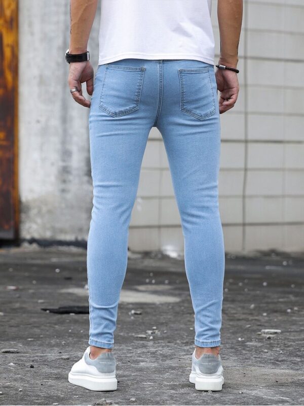 Calça Jeans skinny elástico para homens, calças lápis, streetwear, céu azul, elástico, designer, moda. - Image 5
