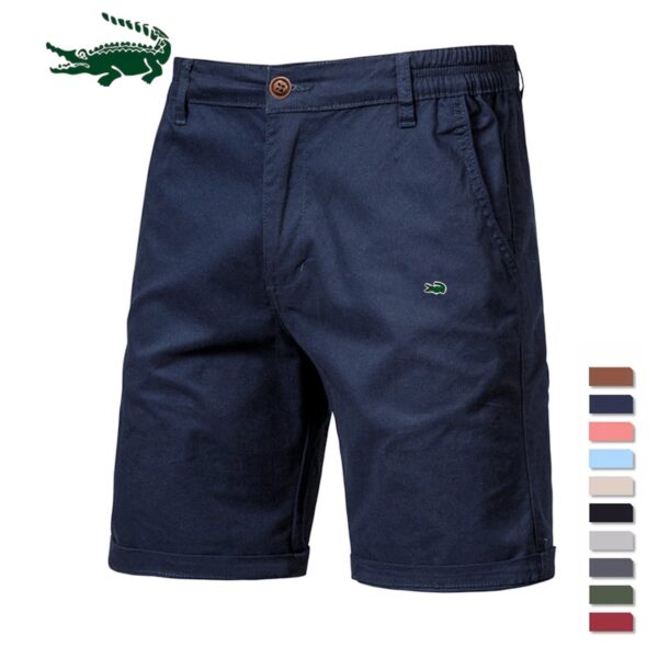 Bermuda 100% Algodão Sólidos 2023 Novo Verão, de Alta Qualidade Casual Business Social Cintura Elástica, 10 Cores - Image 3