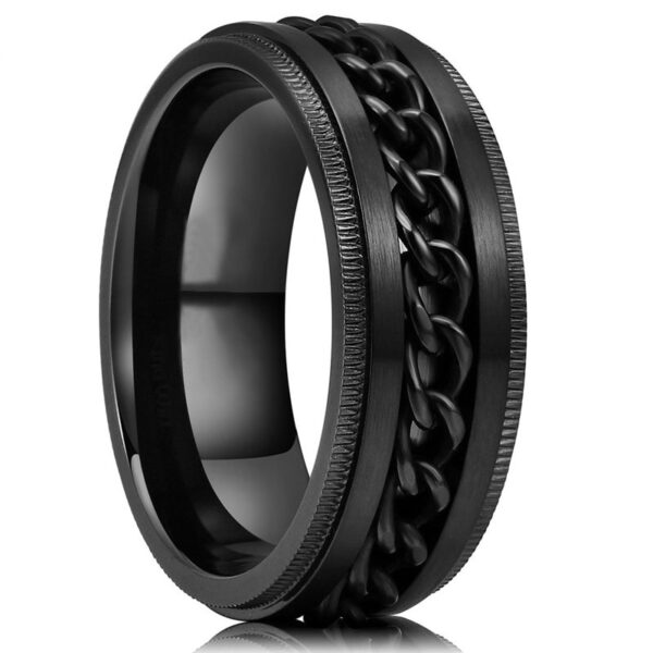 Anel multifacetado preto do sulco do aço inoxidável para homens e mulheres, moda - Image 32