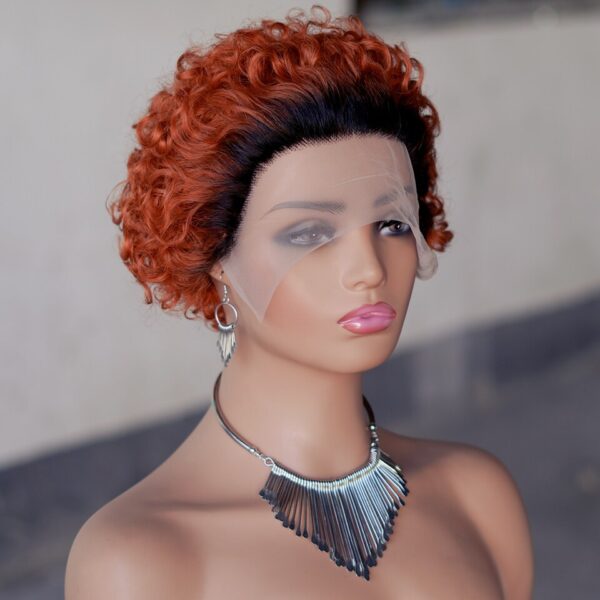 Peruca Encaracolada Pixie Corte com Renda Transparente, Água Onda Profunda, Bob Curto, Cabelo Humano, 13x1 - Image 4