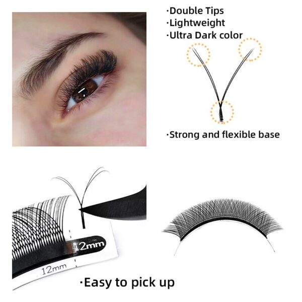 Cílios Falsos Y Forma, Extensões de Cílios, Natural Volume Brasileiro Fan Lash, Mão-Tecido Lash, YY, Double Tip Lashes, C D, 1 Case - Image 4