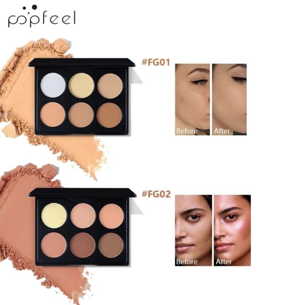 Pó Facial-Face Oil-Control , Blusher, Sombra, Reparar, Iluminar, Corretivo, Maquiagem, Paleta de Contorno, 6 Cores - Image 5